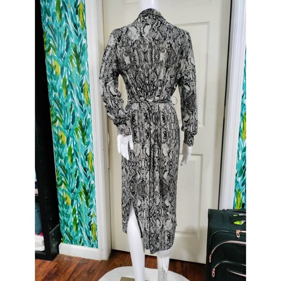 INC International Women's M Snake-Print Belted Shirtdress,Created for Macy's - Picture 4 of 13